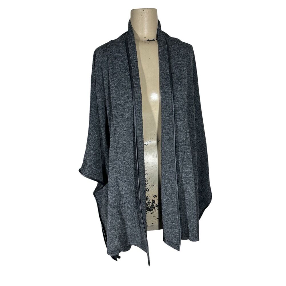 Oversized Gray Shawl Wrap Jacket